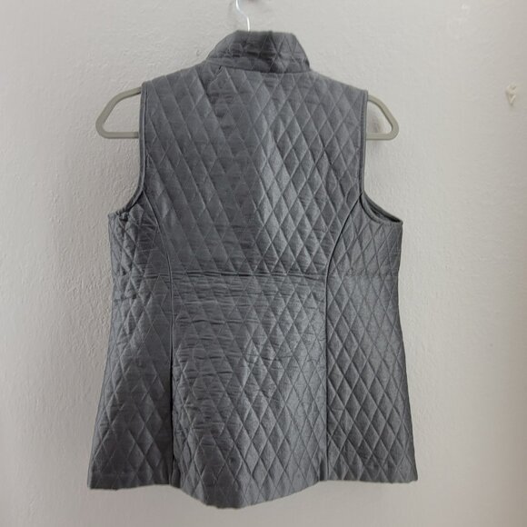 Chico's Pewter Applique Vest Womens 10 Chicos 1.5 (US 10) Gray Quilted Puffer - Picture 2 of 13